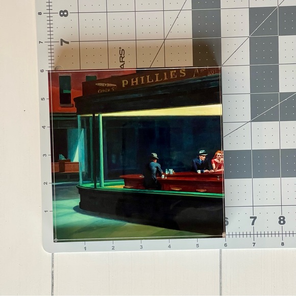 EDWARD HOPPER | NIGHTHAWKS 6" x 6" Square Art, High Gloss Fine Art - Picture 2 of 9